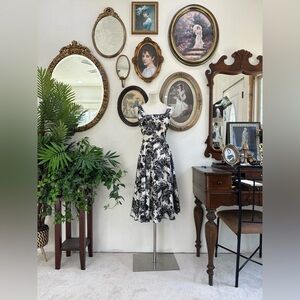 Bailey Blue Black and White Floral Midi Dress